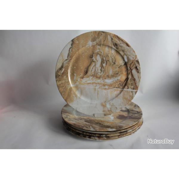 6 Assiettes porcelaine Limoges imitation Marbre