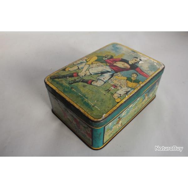 Bo�te t�le lithographi�e Biscuits Olibet Rugby