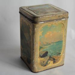 Boîte tôle lithographiée Cacao biscuits Vues Suisse