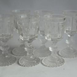 6 Verres cristal taillé XIXe siècle Charles X