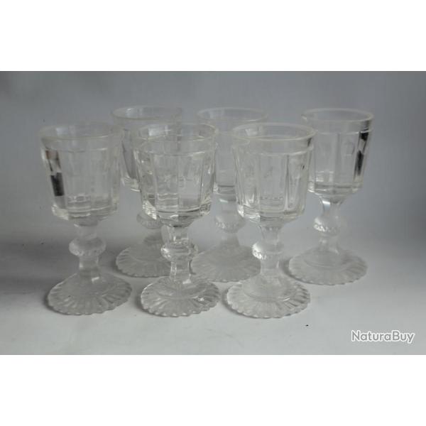 6 Verres cristal taill� XIXe si�cle Charles X
