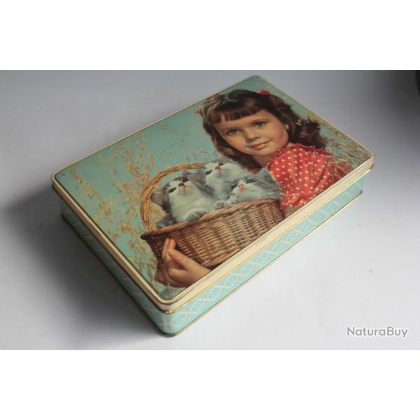 Bo�te biscuits t�le J. Schuybroek Fillette et Chatons