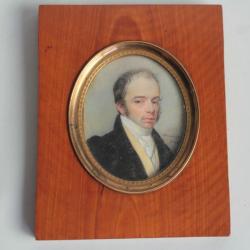 Peinture miniature Portrait Homme Savinien Edme DUBOURJAL 1826