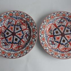Assiettes porcelaine Chine Phoenix Fleur de lotus