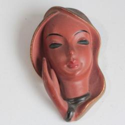 Masque mural visage femme céramique 8247