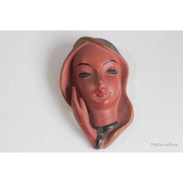 Masque mural visage femme c�ramique 8247