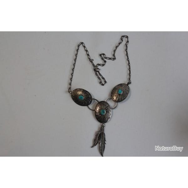 Collier ethnique Am�rindien Navajo argent et turquoise