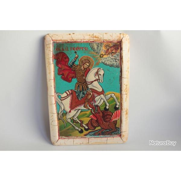 Ic�ne orthodoxe peinte Saint Georges terrassant le dragon