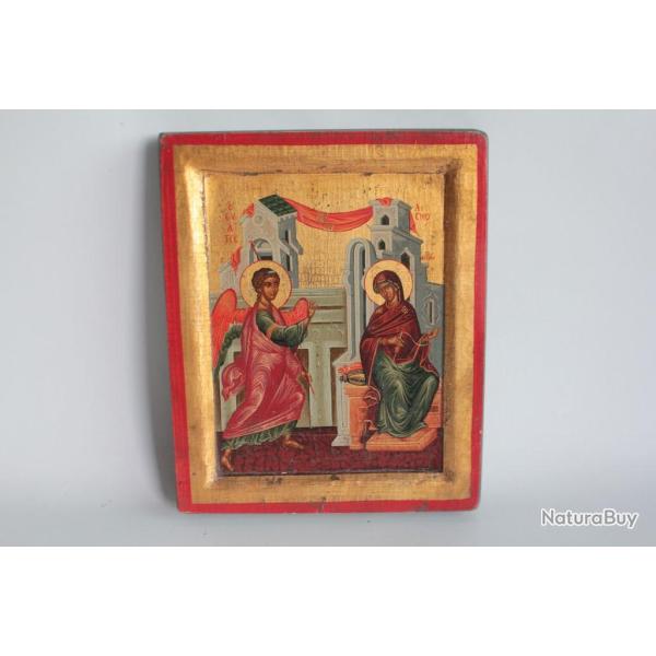 Ic�ne orthodoxe peinte Annonciation Marie ange Gabriel