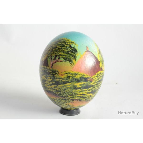 OEuf d'autruche peint Paysage Afrique