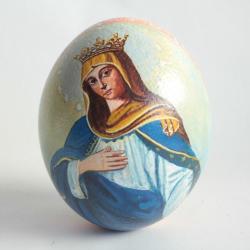 OEuf d'autruche peint Vierge et Ange