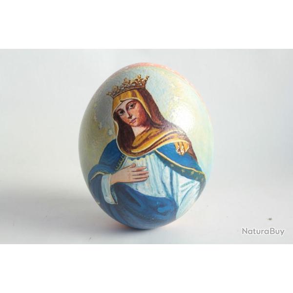 OEuf d'autruche peint Vierge et Ange