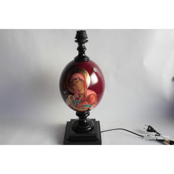 Pied de lampe OEuf mtal peint Icne Vierge  l'enfant