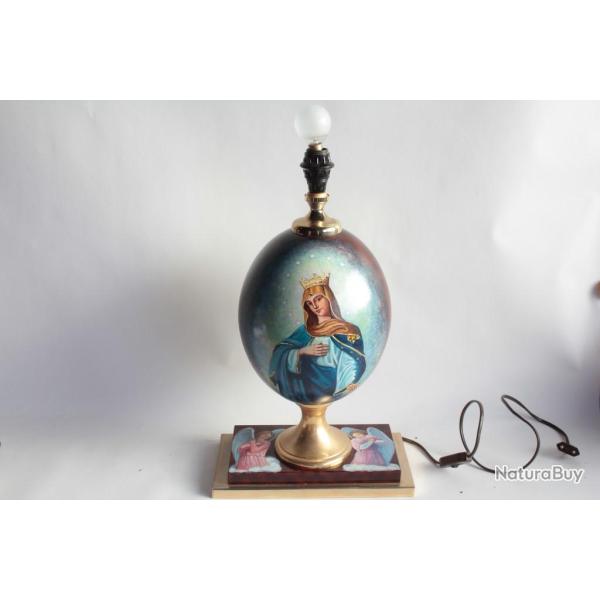 Pied de lampe OEuf mtal peint Icne Vierge et angelots