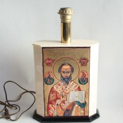 Pied de lampe peint Icône Saint Nicolas de Myre 3 Archanges