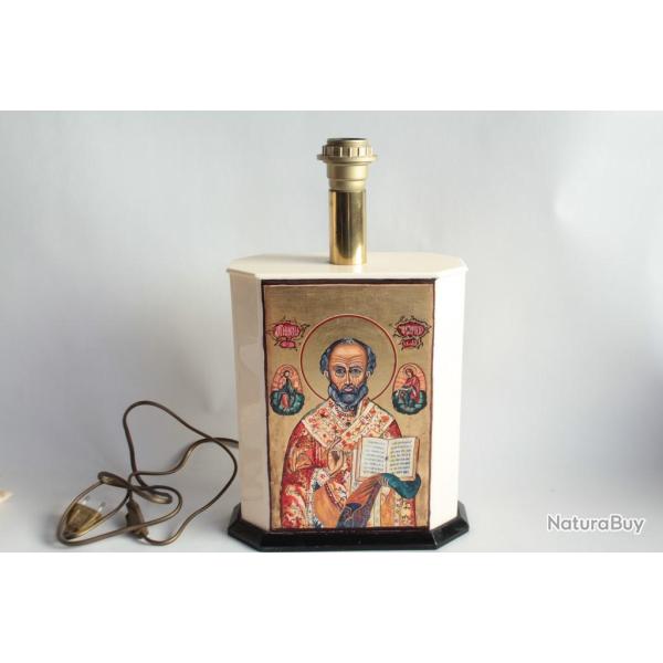 Pied de lampe peint Icne Saint Nicolas de Myre 3 Archanges