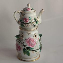Tisani&egrave;re porcelaine Roses XIXe si&egrave;cle