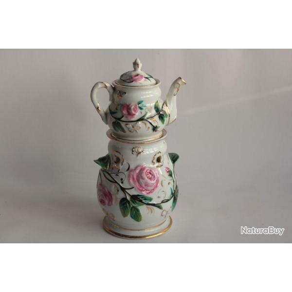 Tisani�re porcelaine Roses XIXe si�cle
