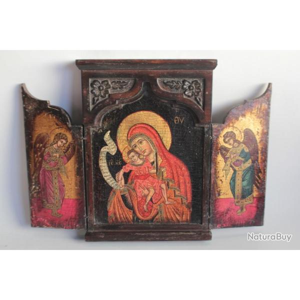 Ancienne Ic�ne orthodoxe triptyque