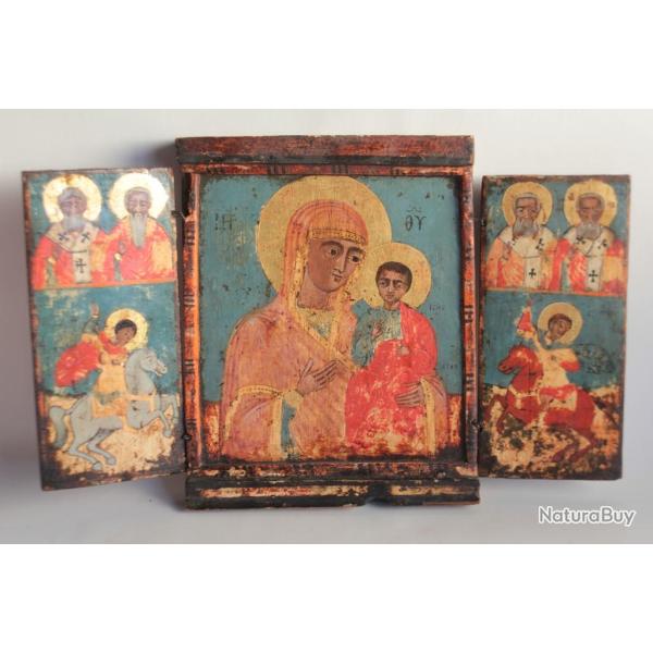 Ancienne Ic�ne orthodoxe triptyque