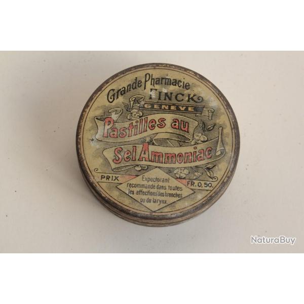 Bo�te m�dicaments t�le Pastilles Sel Ammoniac Pharmacie Finck Gen�ve