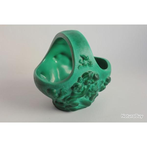 Panier verre malachite Putti Ingrid Boh�me Art d�co