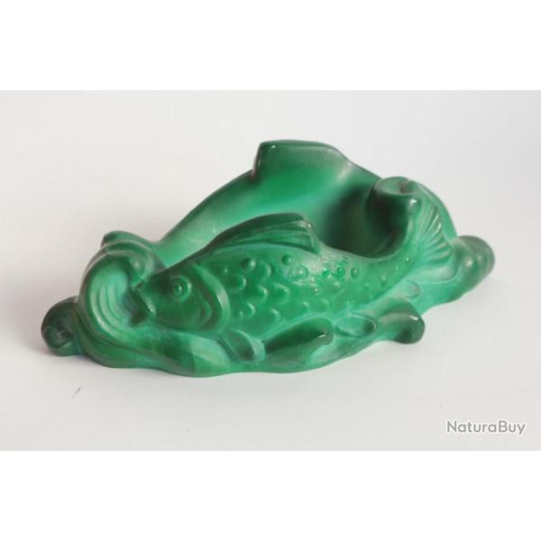 Cendrier verre malachite Poissons Ingrid Boh�me Art d�co