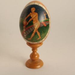 OEuf bois peint Signe astrologique Verseau