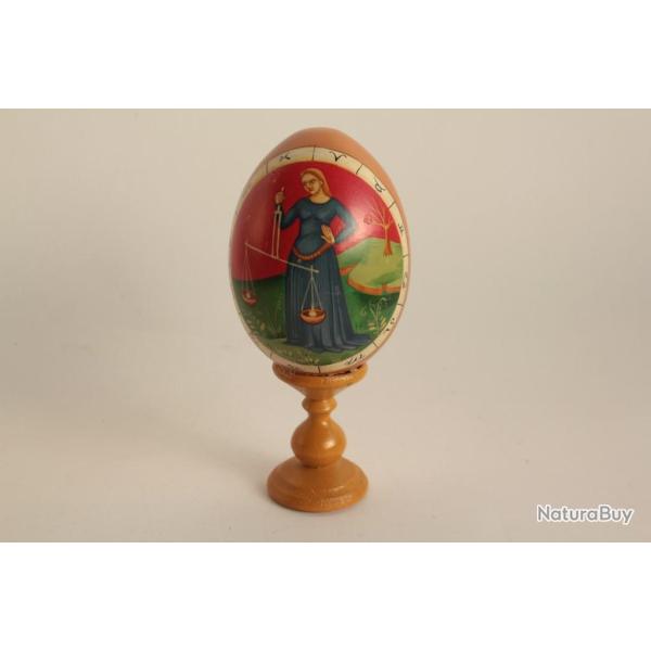 OEuf bois peint Signe astrologique Balance