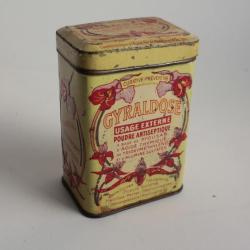 Boîte médicaments tôle lithographiée Gyraldose Poudre antiseptique
