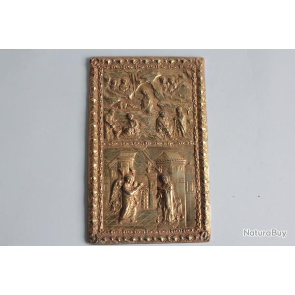 Ic�ne plaqu� or Nativit� Annonciation Mus�e Benaki Gr�ce