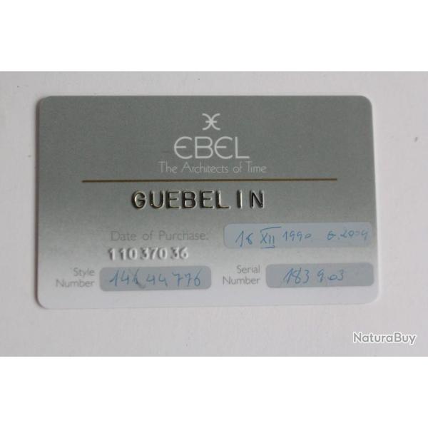 Carte Garantie montre EBEL