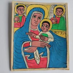 Peinture sur parchemin Vierge à l'enfant Éthiopie