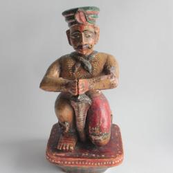 Charmeur de serpents bois sculpté polychrome Rajasthan Inde