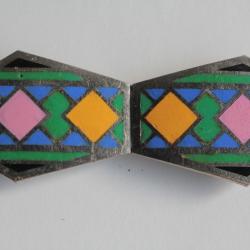 Boucle de ceinture métal émaillé Art déco