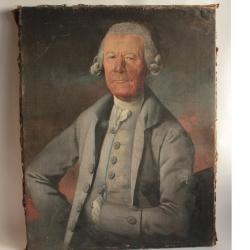 Tableau huile sur toile Portrait Homme Niels Lassöe XVIIIe Danemark