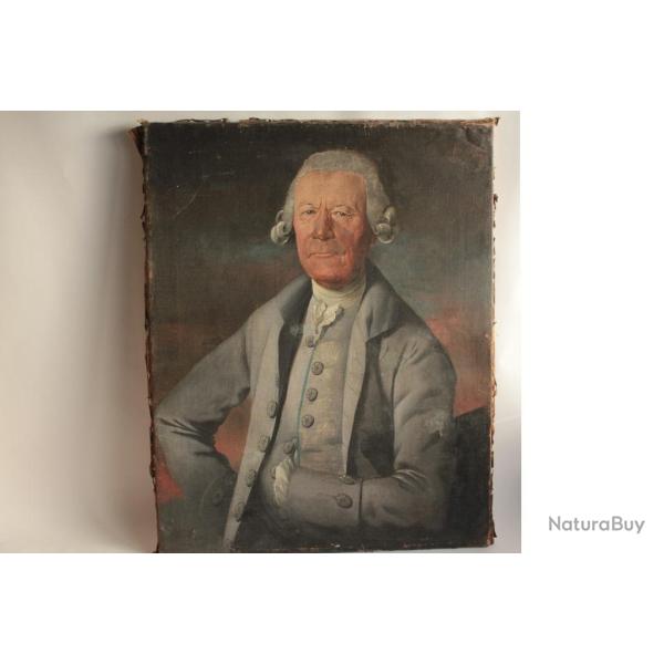 Tableau huile sur toile Portrait Homme Niels Lass�e XVIIIe Danemark