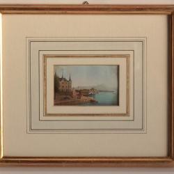 Peinture miniature Vue de Vevey Suisse