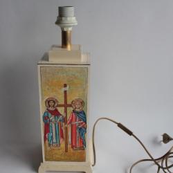 Pied de lampe peint Icône Saint Constantin et Hélène