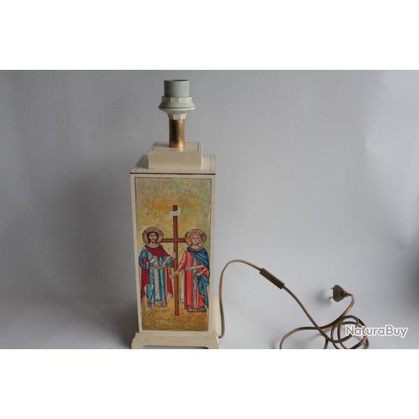 Pied de lampe peint Icne Saint Constantin et Hlne