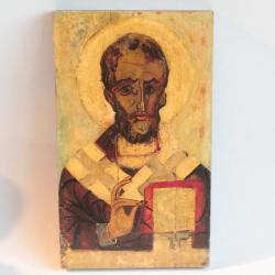 Ancienne Icône orthodoxe Russe Saint Nicolas le Thaumaturge Novgorod