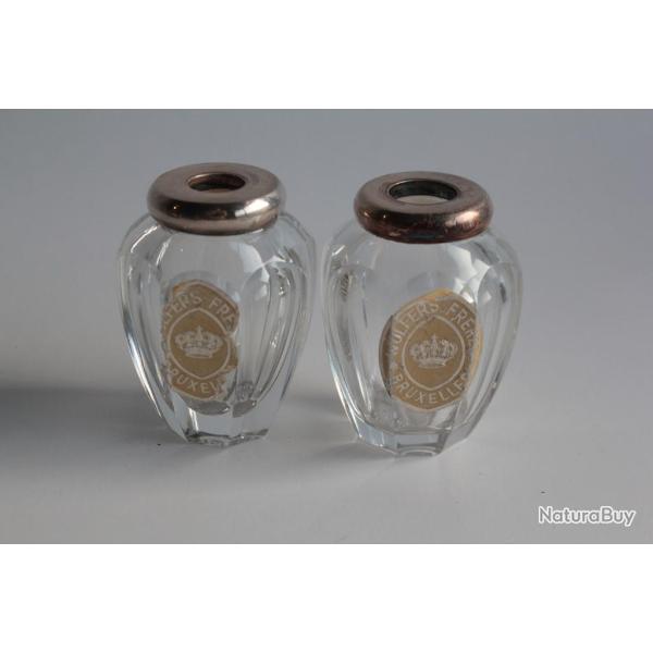Paire petits vases cristal et argent Wolfers Fr�res Bruxelles