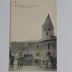CPA Rhône Beaujeu Église Saint-Nicolas Réquisition des Chevaux
