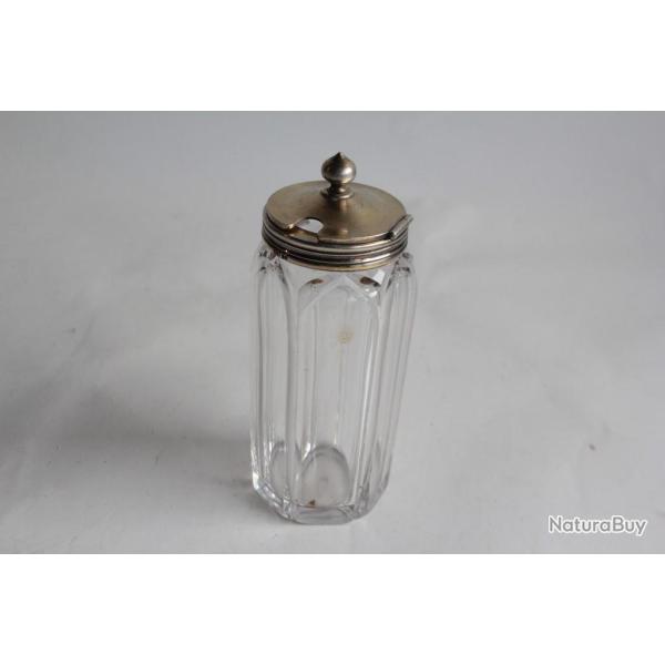 Pot  confiture cristal taill et argent Russe