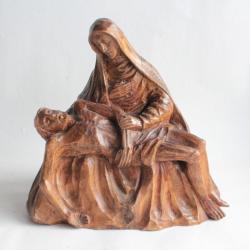 Sculpture bois Pieta Vierge de Piété