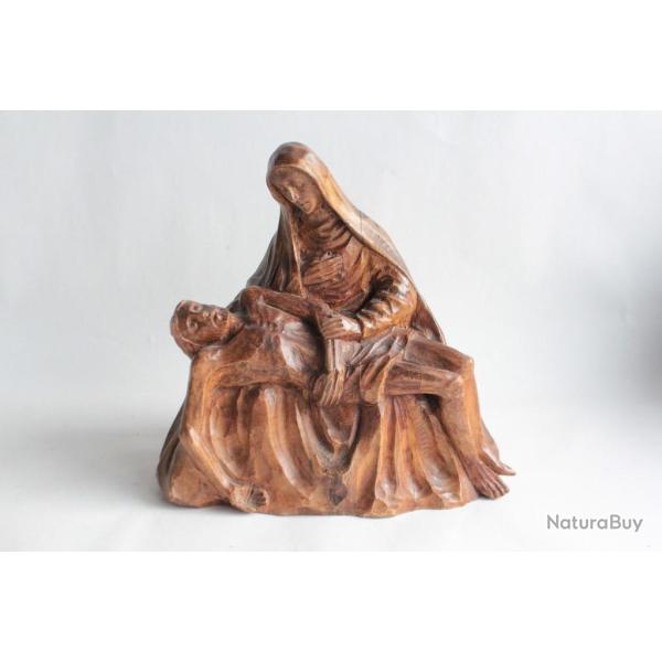 Sculpture bois Pieta Vierge de Pit