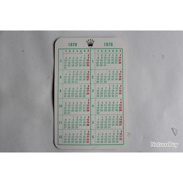 ROLEX Calendrier 1978-1979 Calendar card