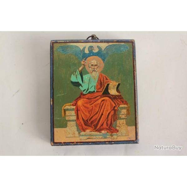 Ancien Ic�ne orthodoxe bois peint Saint Jean l'�vang�liste