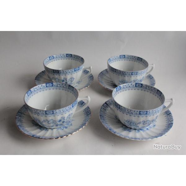 4 Tasses porcelaine China Blau Seltmann Bavaria Allemagne