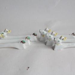 6 Porte-couteaux porcelaine Caneton et scarabée